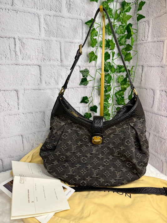 Louis Vuitton Black Denim XS Hobo Bag