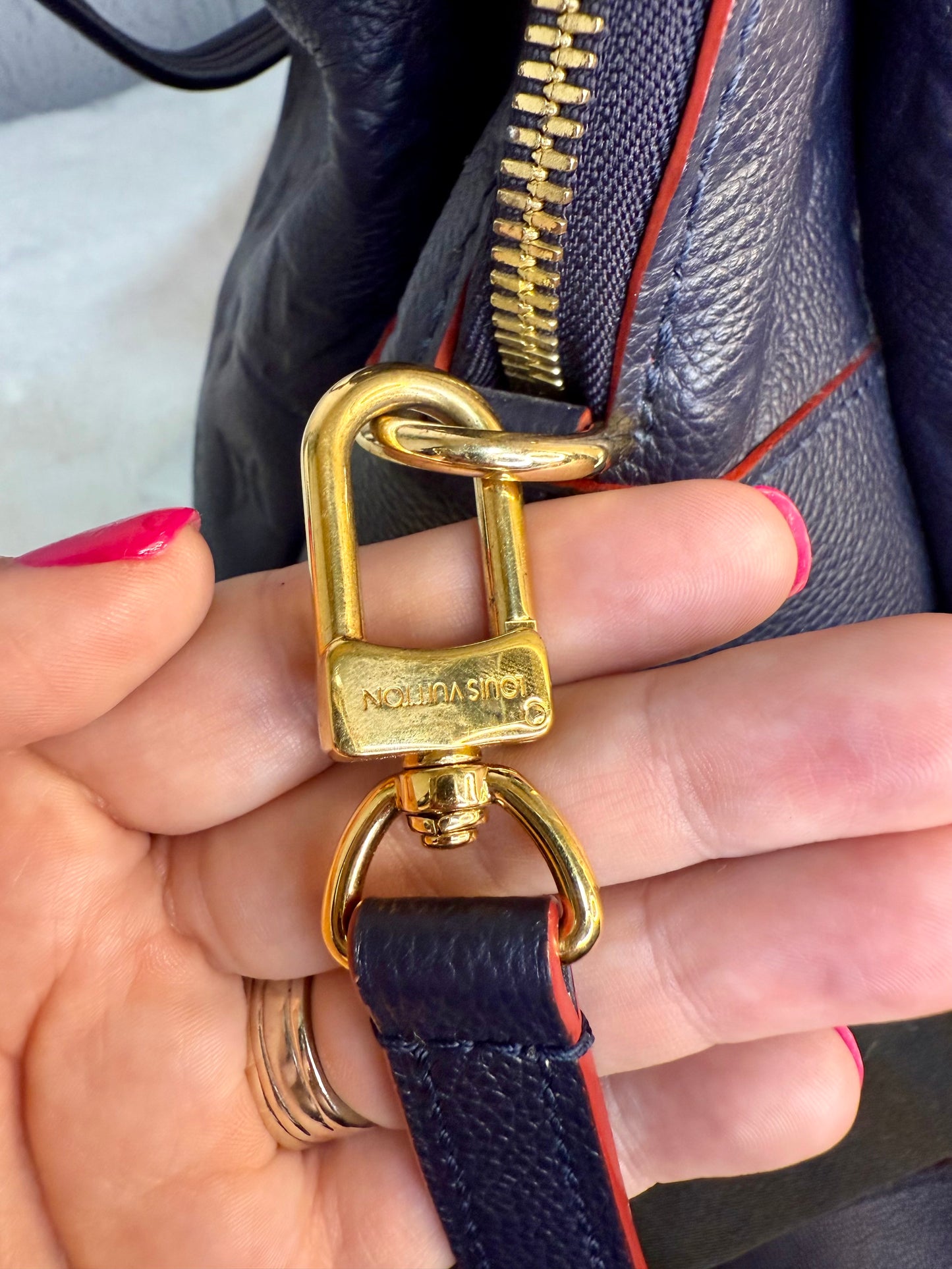 Louis Vuitton Ponthieu Empreinte Leather Marine Rouge