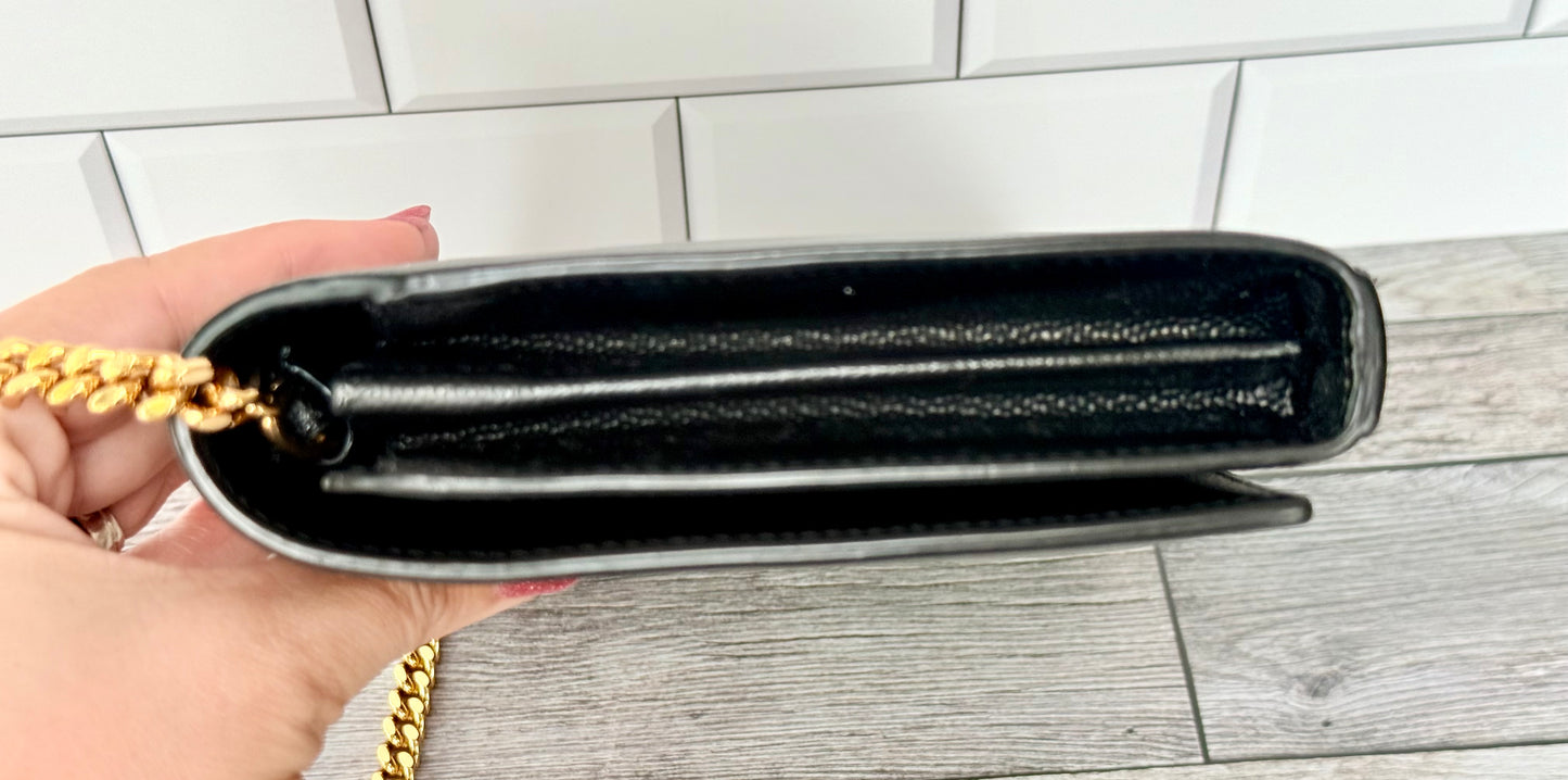 Saint Laurent (YSL) Grain Leather Star Kate Chain Bag (Black) - Excellent