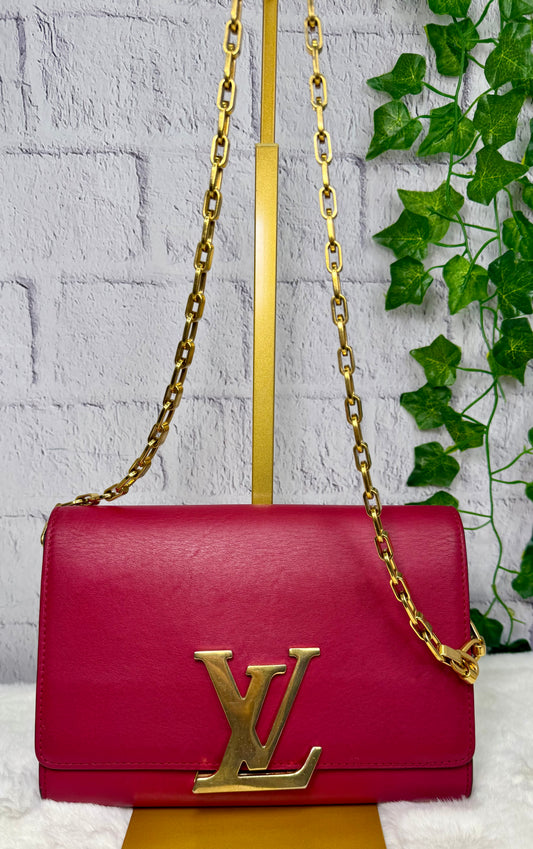 Louis Vuitton Calfskin Chain Louise MM - Raspberry