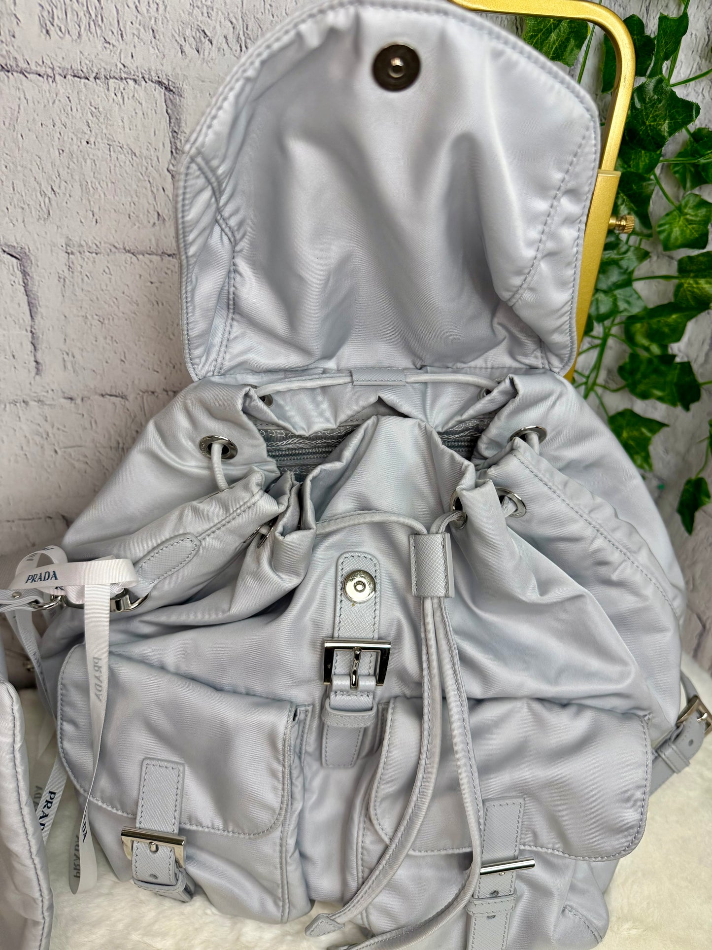 Prada Re Nylon Vela Backpack and Pouch w/ Compact Wallet and Triangles Bandeau