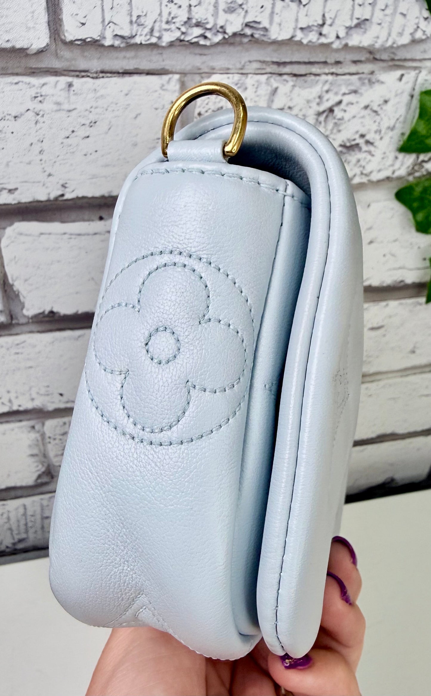 Louis Vuitton Bubblegram Wallet On Strap (Blue Glacier) - Great/Excellent