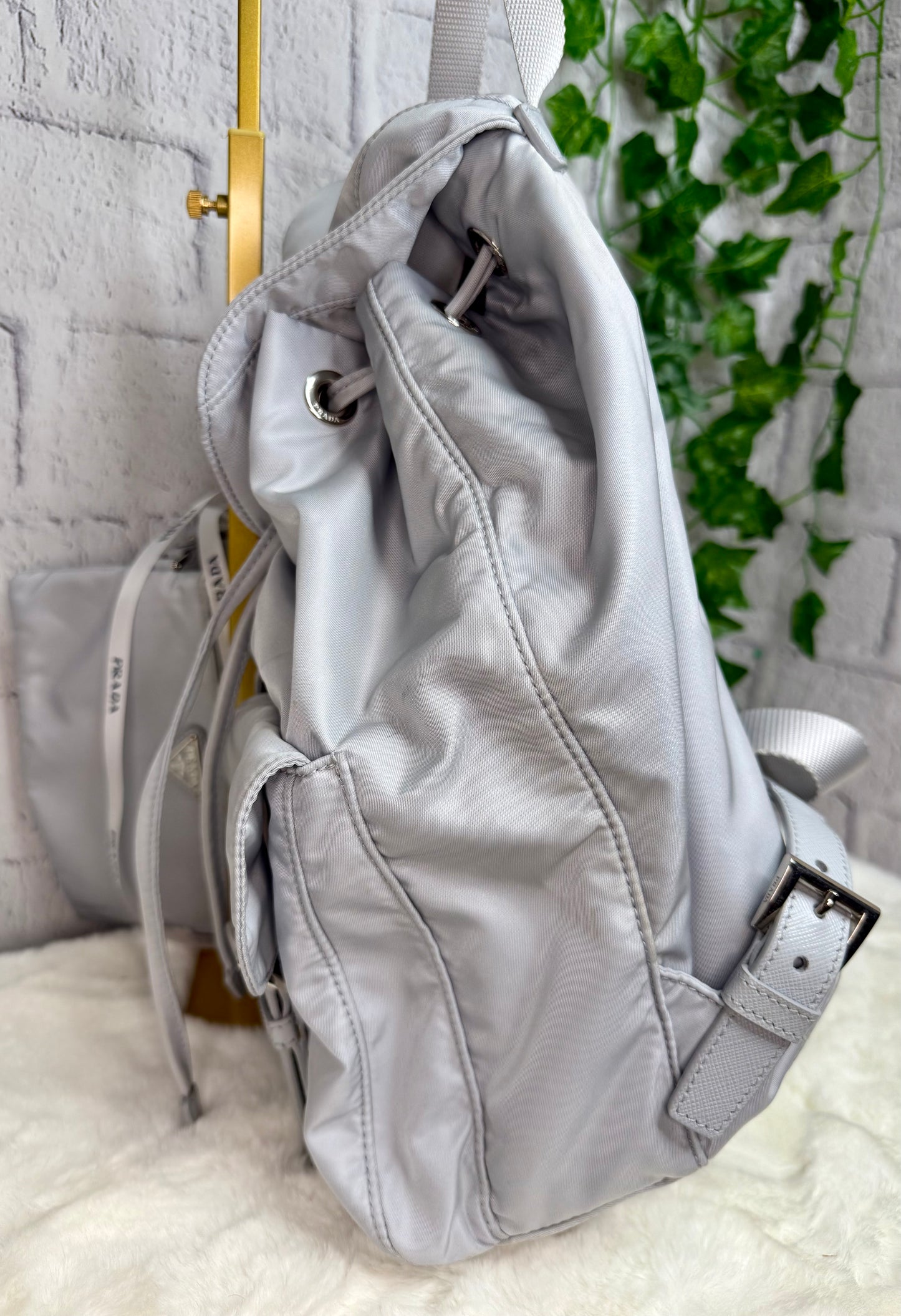 Prada Re Nylon Vela Backpack and Pouch w/ Compact Wallet and Triangles Bandeau