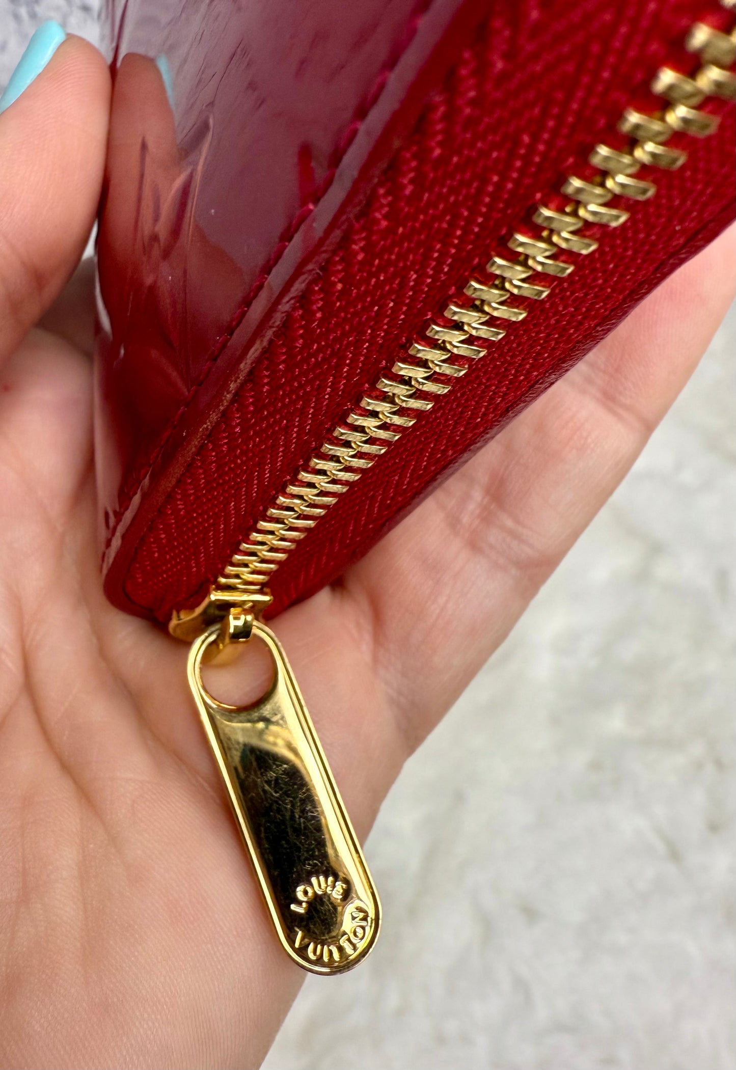Louis Vuitton Vernis Red Compact Zippy Wallet