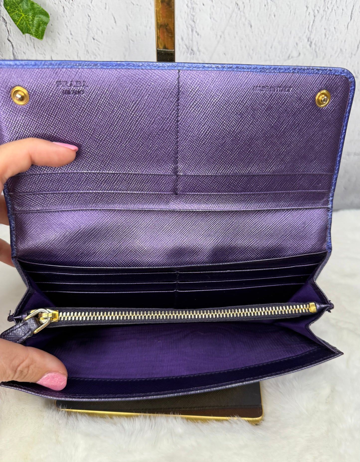 Prada Saffiano Leather Continental Long Wallet - Metallic Bicolor