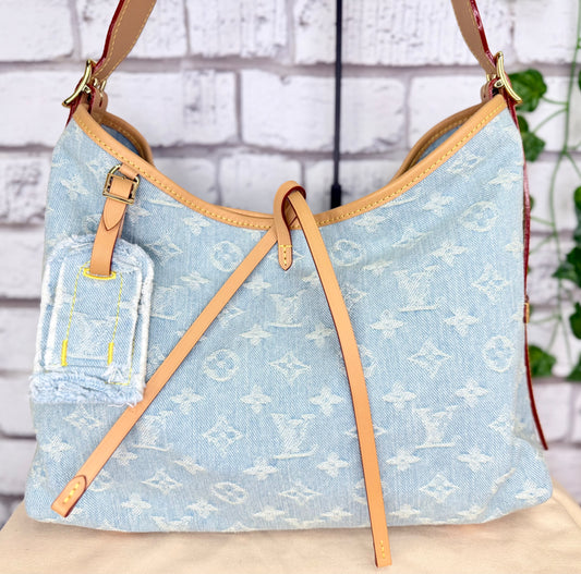 Louis Vuitton Carryall PM w/ Pouch (Sky Blue Denim) - Pristine
