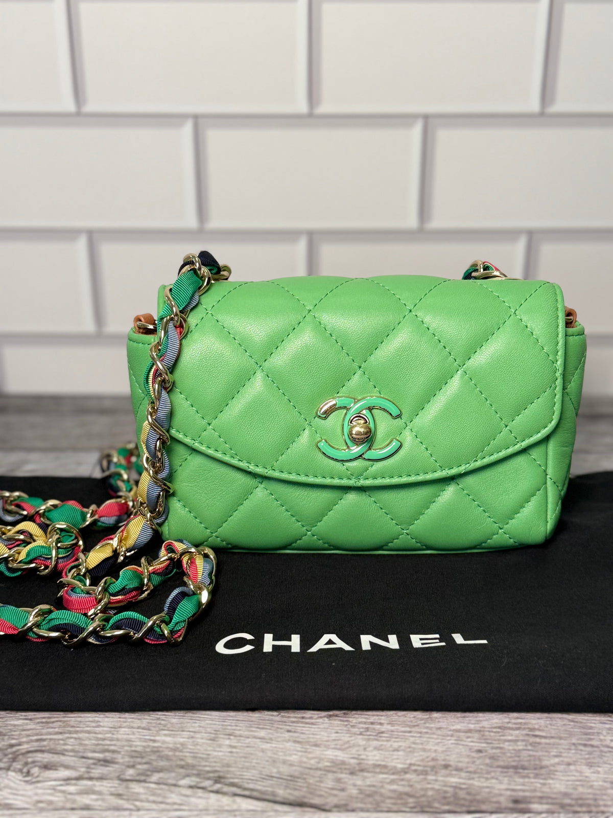 Chanel Entwined Scarf Classic Mini Flap Lambskin - Excellent