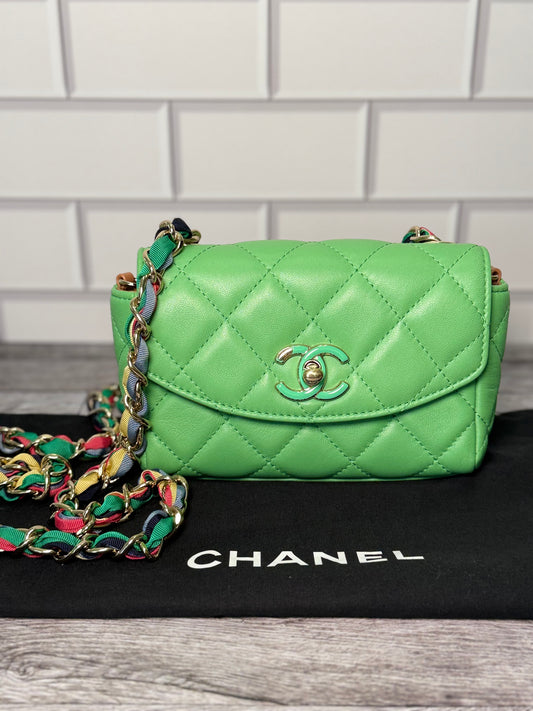 Chanel Entwined Scarf Classic Mini Flap Lambskin - Excellent