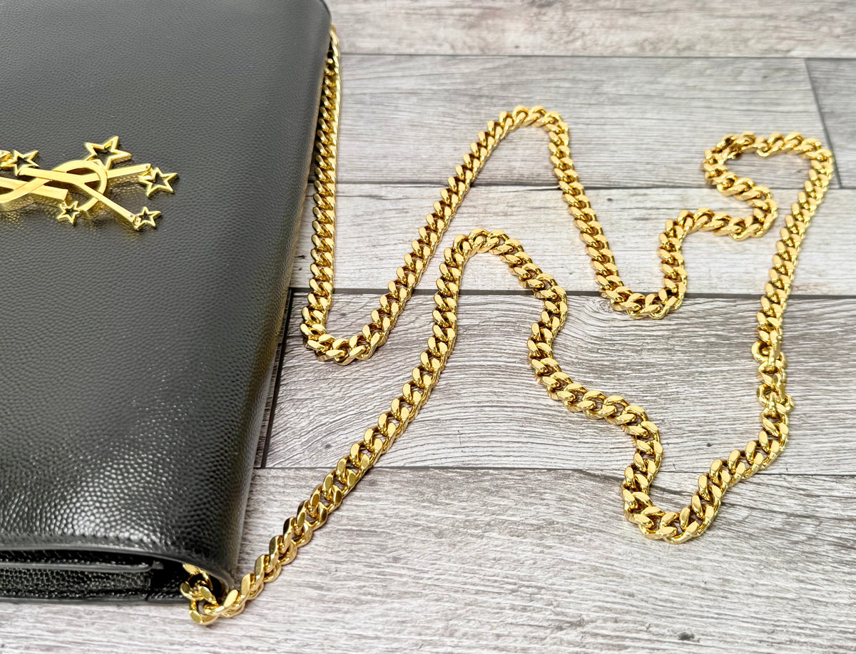Saint Laurent (YSL) Grain Leather Star Kate Chain Bag (Black) - Excellent
