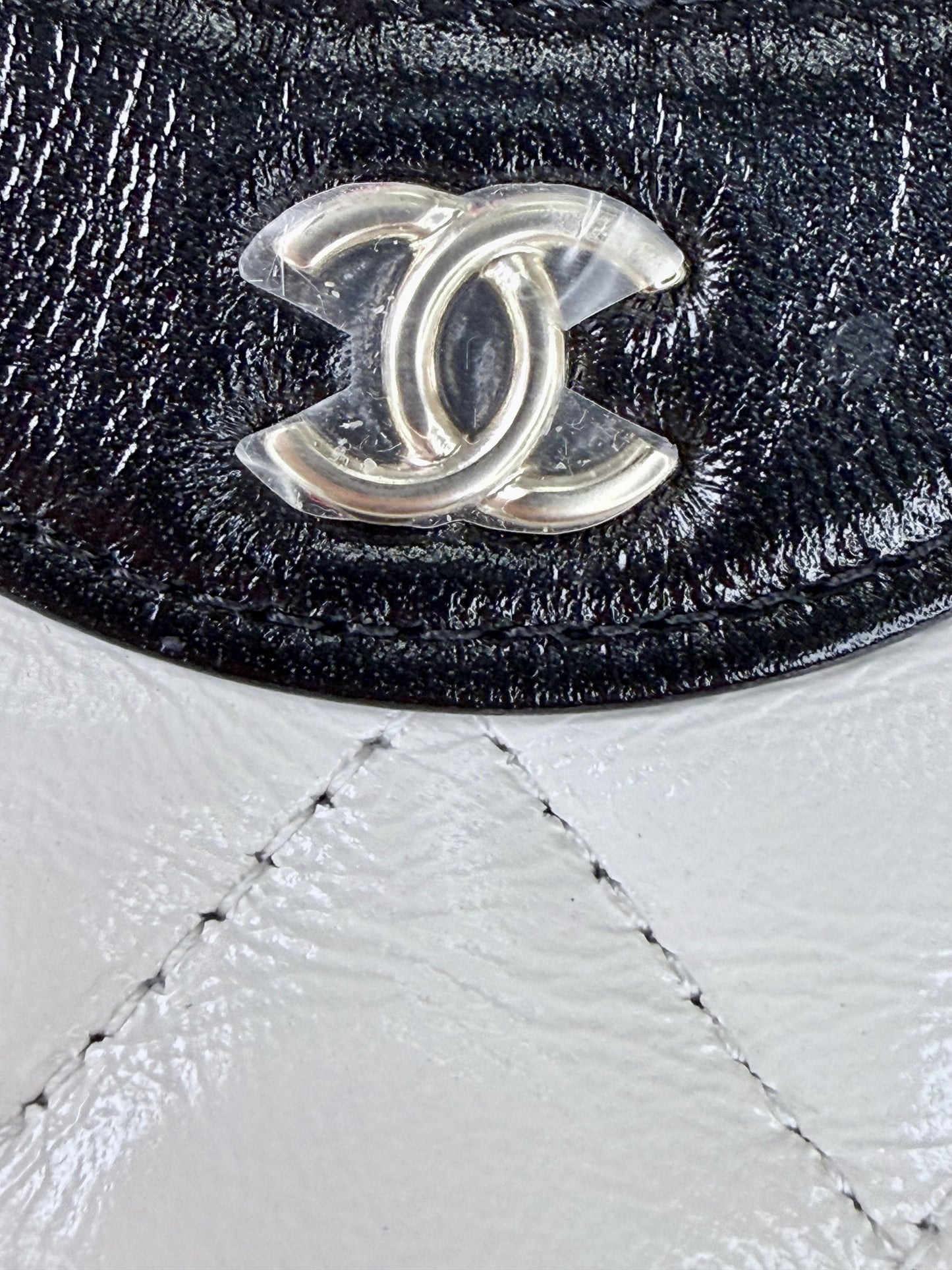 Chanel 31 Micro/Nano Shiny Calfskin Shopping Bag (White & Black) - New
