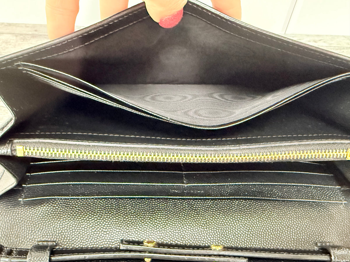 Saint Laurent (YSL) Grain Leather Star Kate Chain Bag (Black) - Excellent