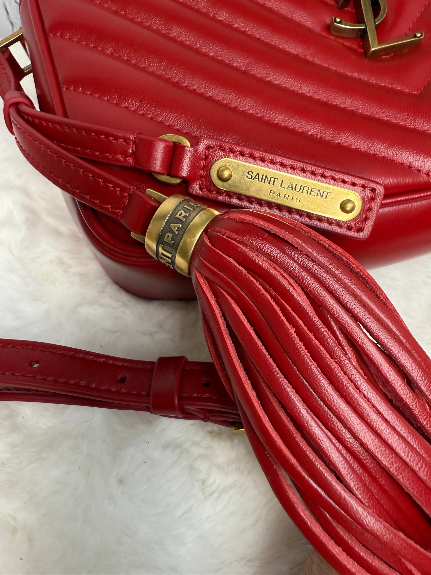 YSL Saint Laurent Red Lou Camera Bag