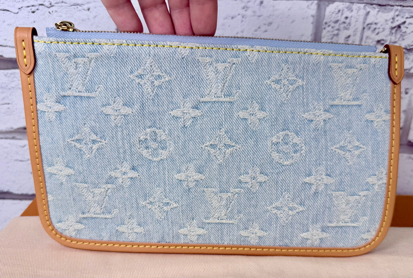 Louis Vuitton Carryall PM w/ Pouch (Sky Blue Denim) - Pristine