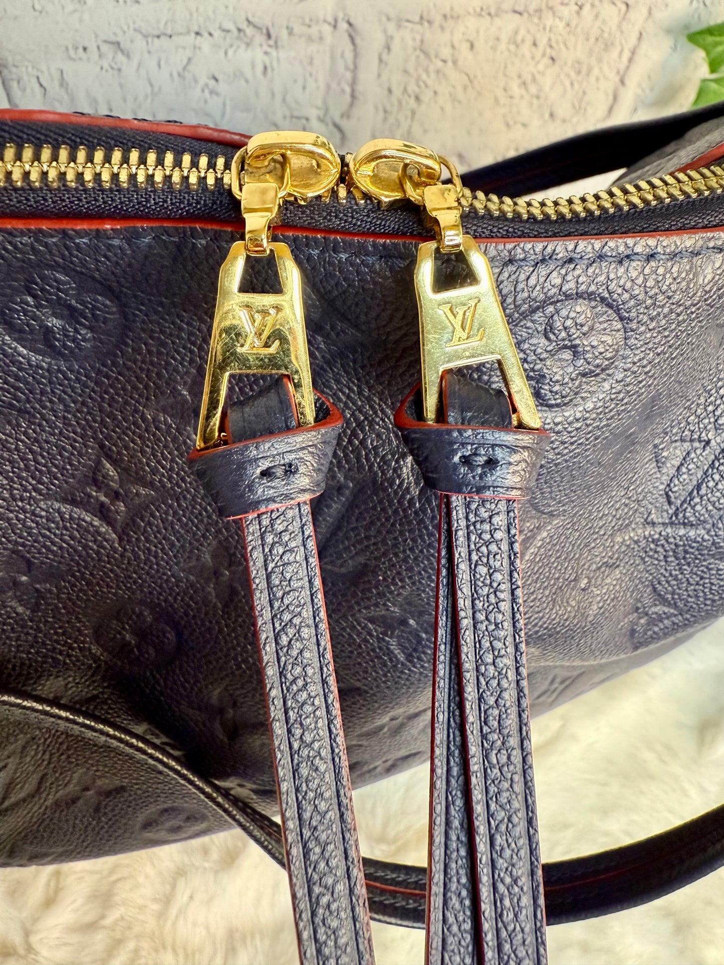 Louis Vuitton Ponthieu Empreinte Leather Marine Rouge