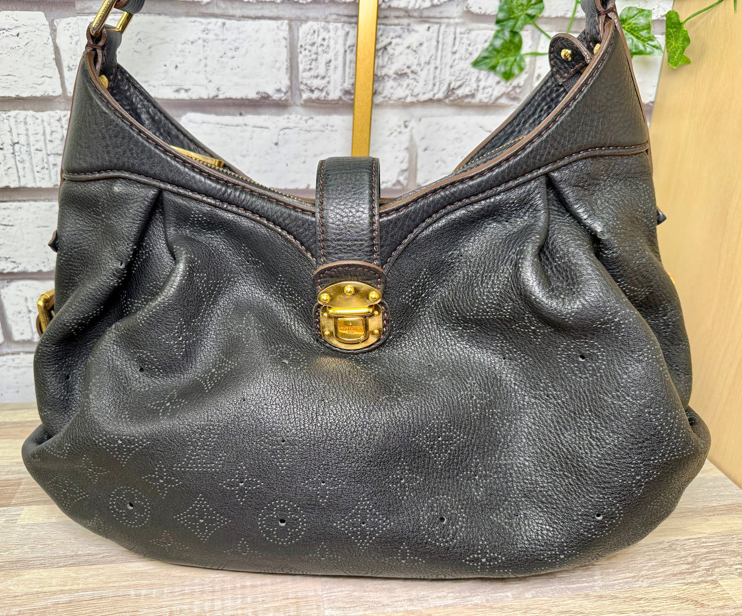 Louis Vuitton Black Mahina Leather XS Hobo