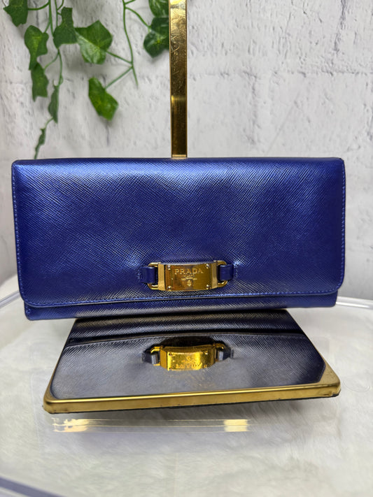 Prada Saffiano Leather Continental Long Wallet - Metallic Bicolor