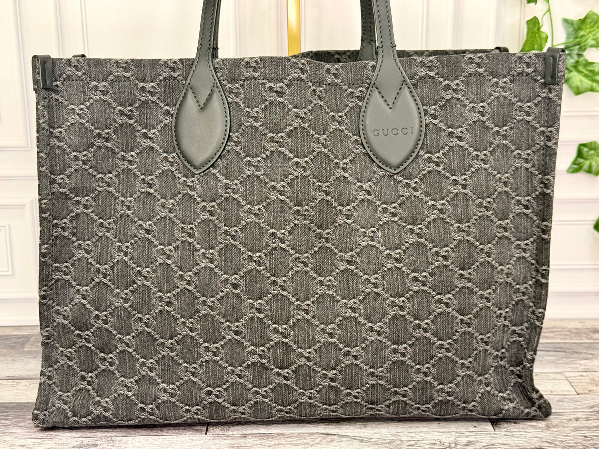 Gucci Denim Ophidia Large Shopper Tote (Black) - Like New