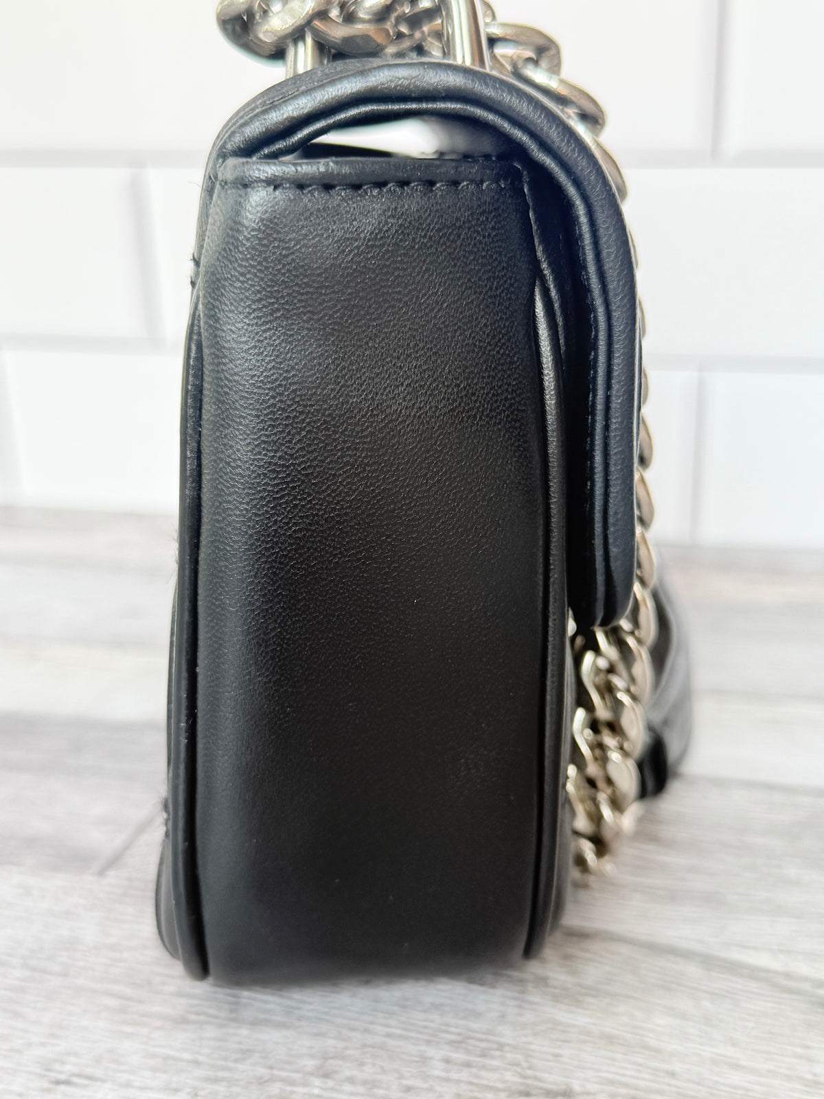 Prada Nappa Leather Gaufre Chain Flap (Black) - Excellent