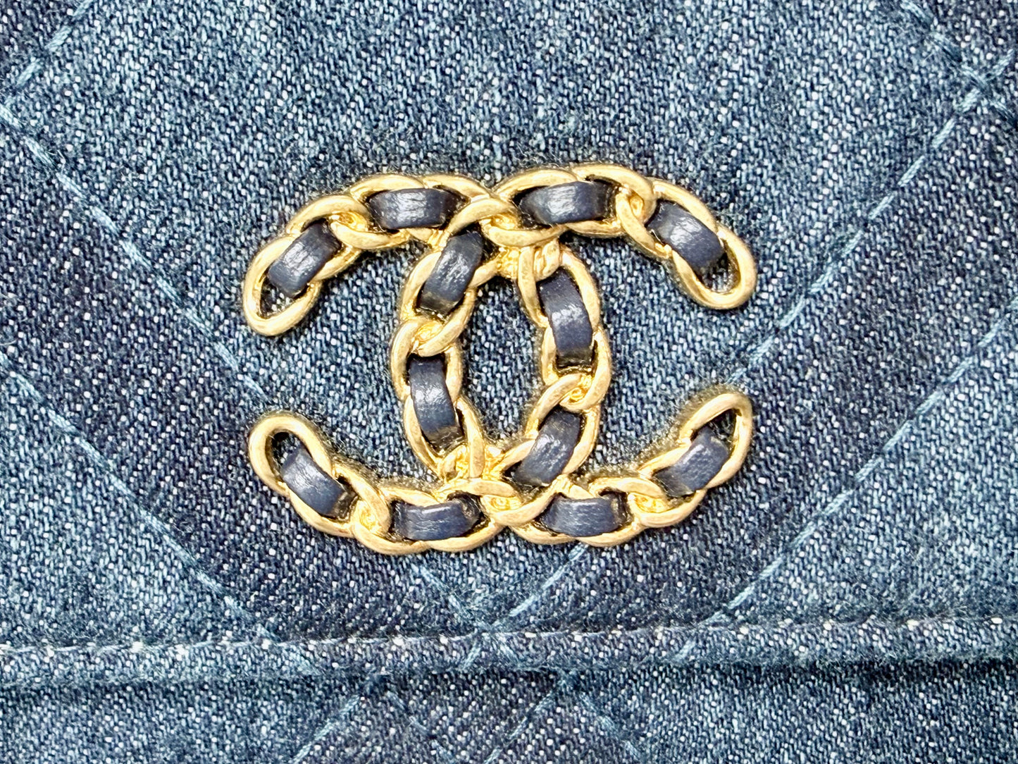 Chanel 19 Phone Holder (WOC) With Chain (Denim Quilted) - Like New