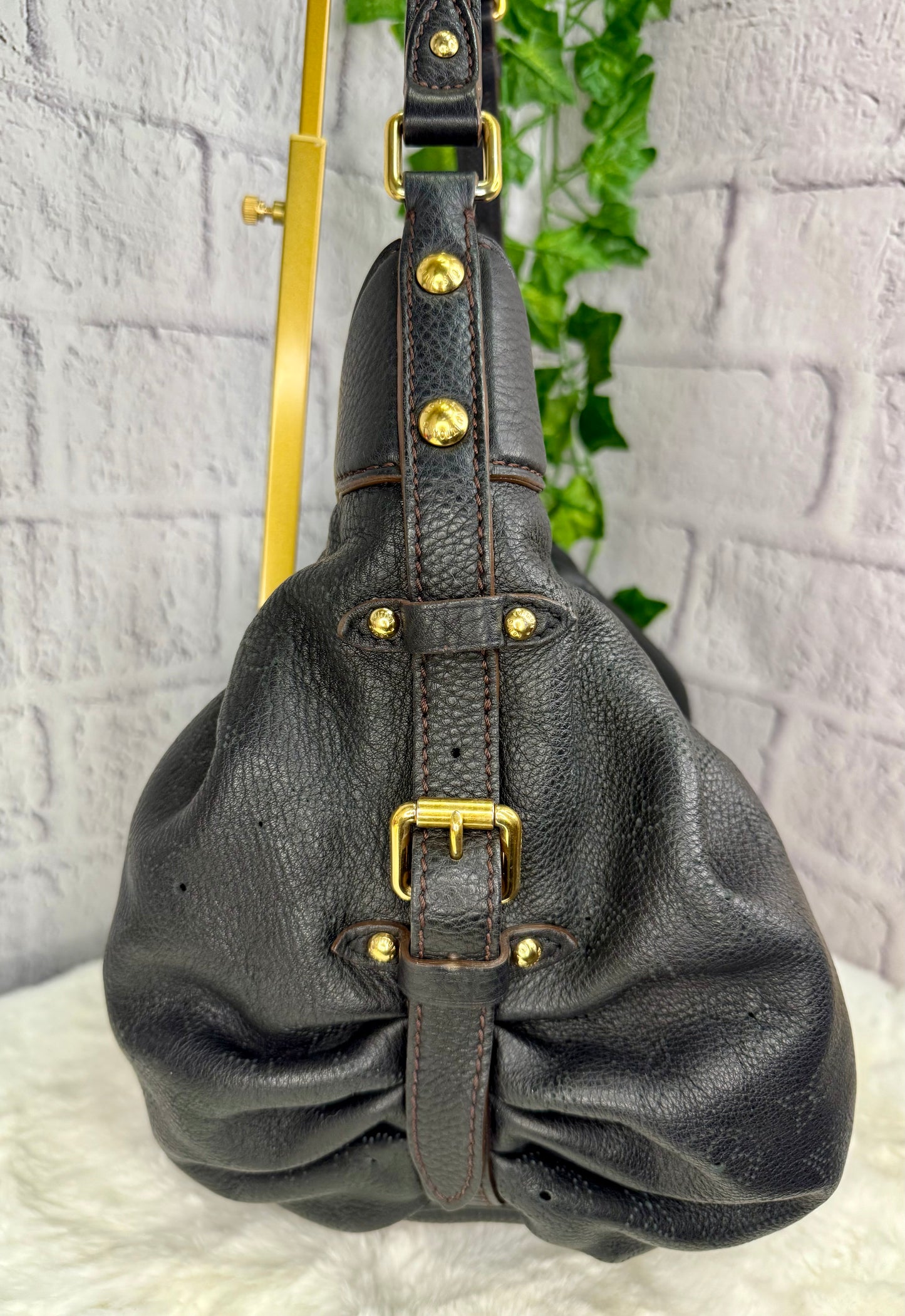 Louis Vuitton Black Mahina Leather XS Hobo