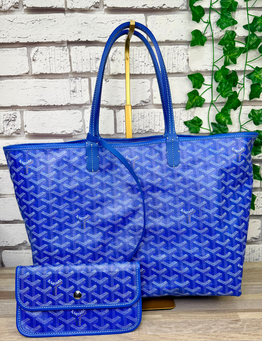 Preowned GOYARD St Louis PM Tote w/ Pouch - Sky Blue