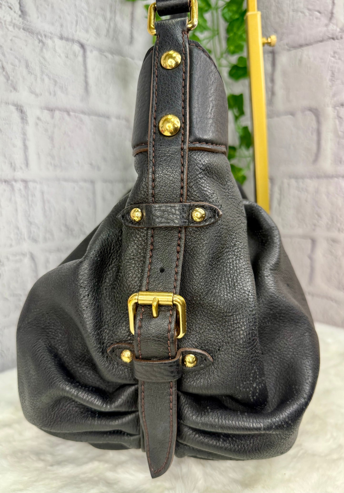 Louis Vuitton Black Mahina Leather XS Hobo
