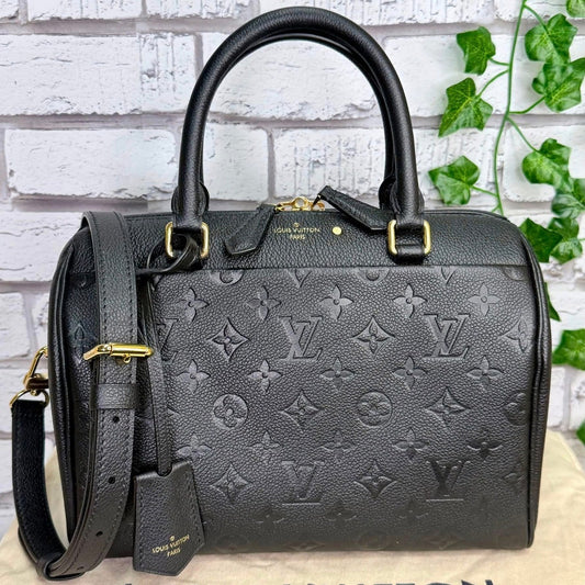 Louis Vuitton Empreinte Leather Speedy 25 Bandouliere (Black) - Pristine