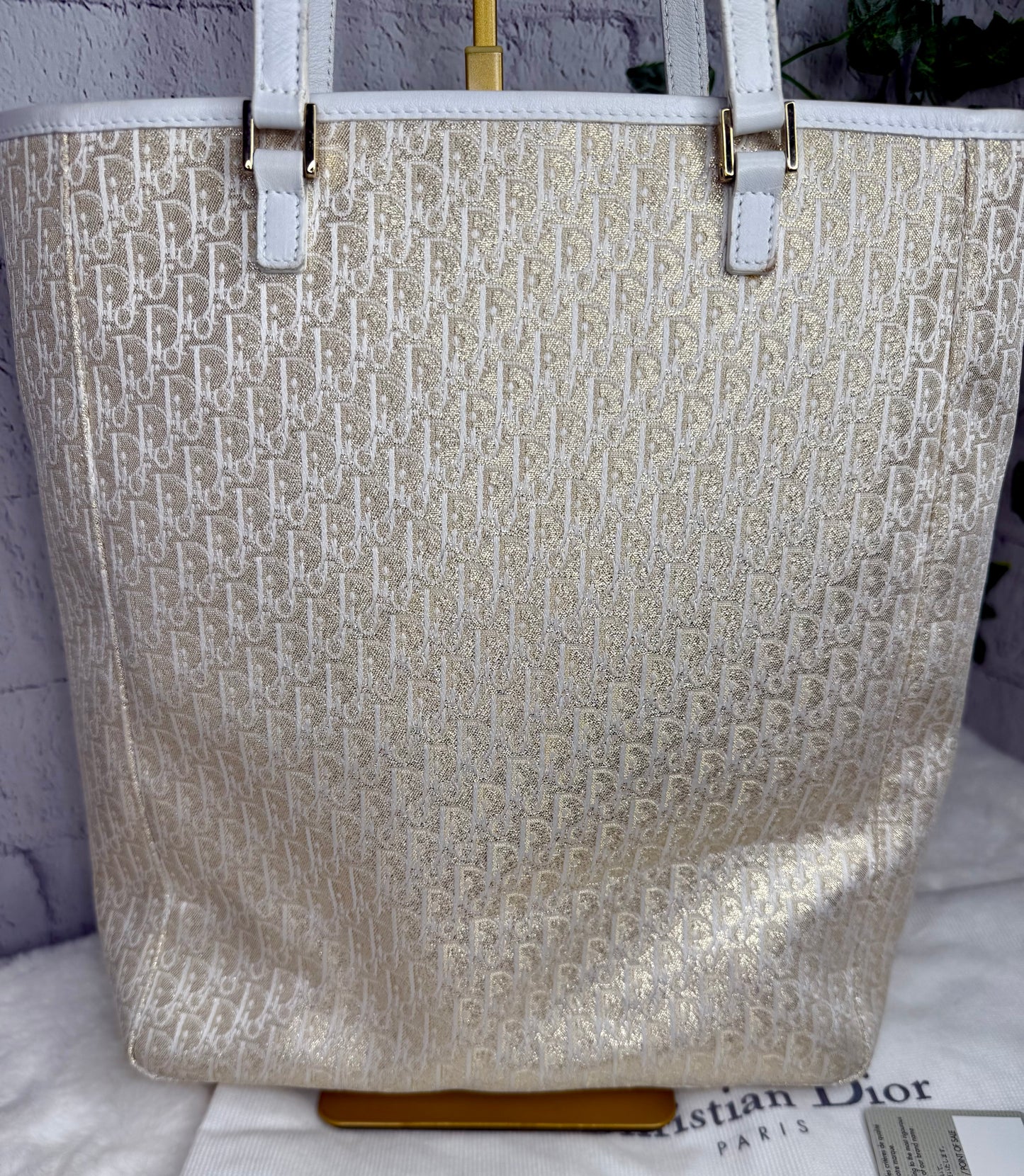 Christian Dior Vintage Metallic Diorissimo Trotter Tote