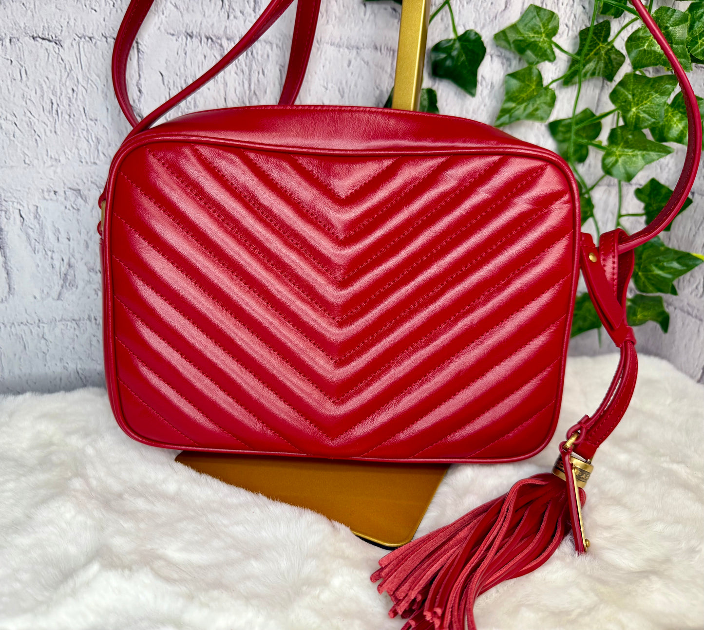 YSL Saint Laurent Red Lou Camera Bag