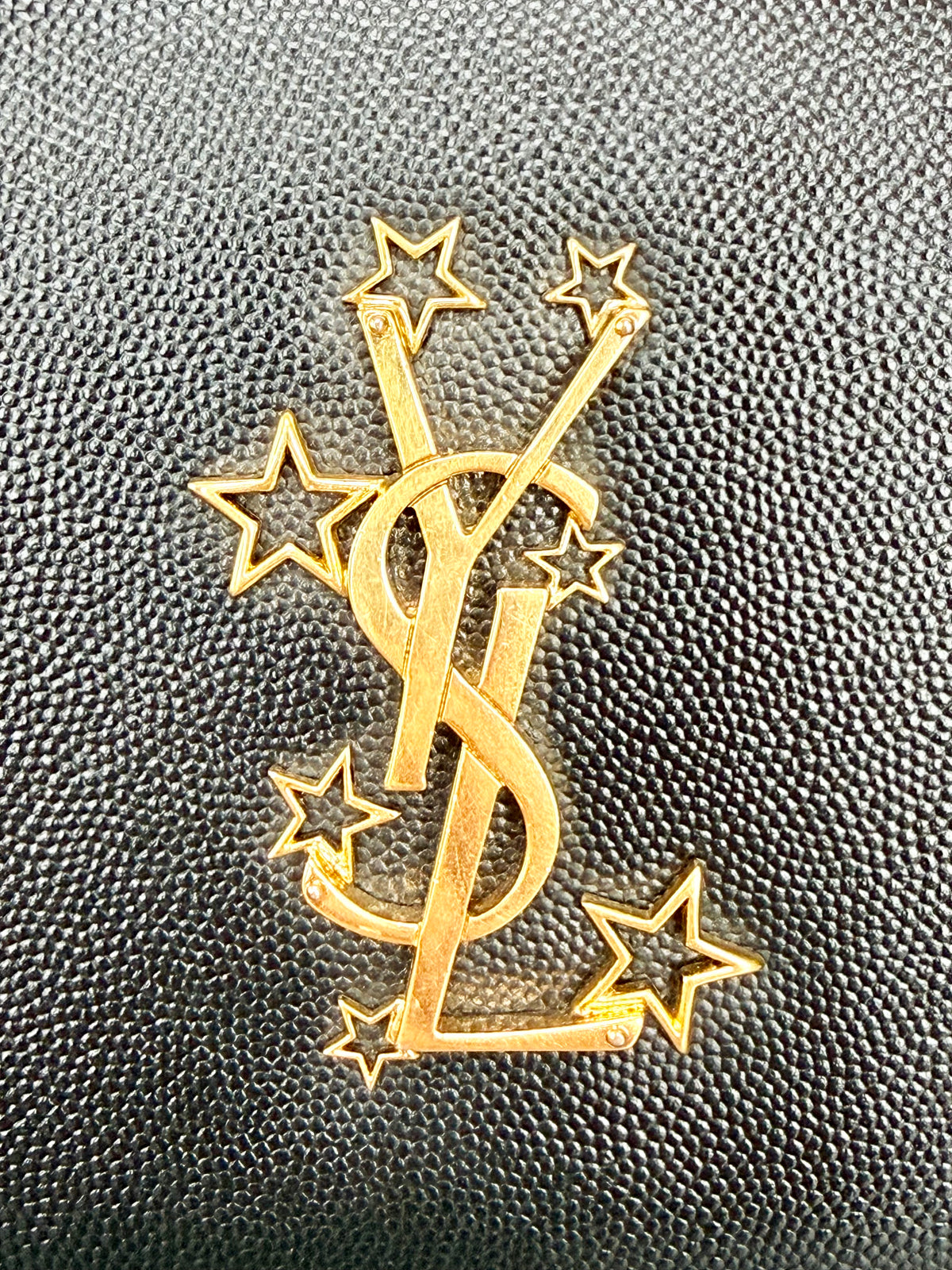 Saint Laurent (YSL) Grain Leather Star Kate Chain Bag (Black) - Excellent