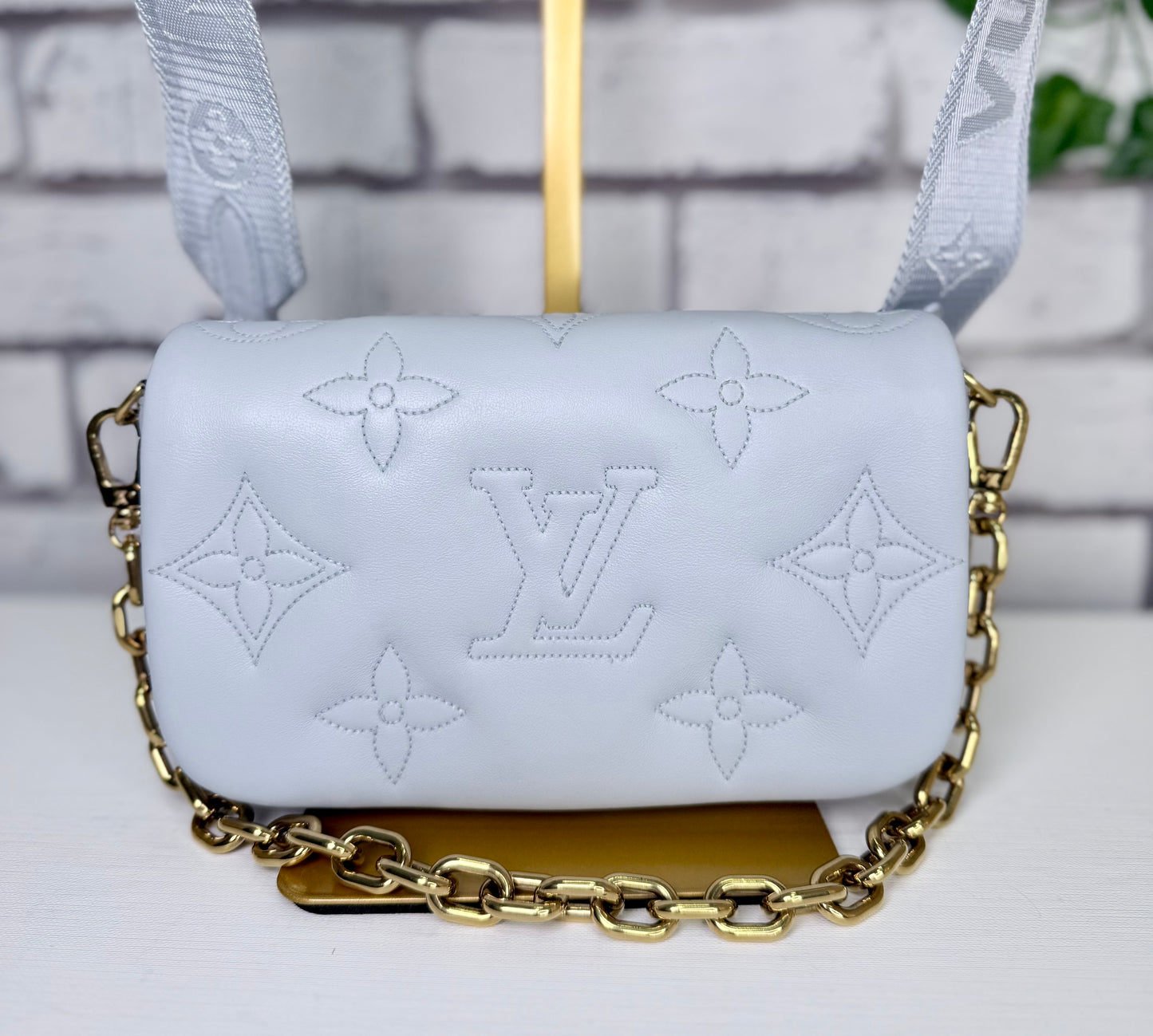 Louis Vuitton Bubblegram Wallet On Strap (Blue Glacier) - Great/Excellent
