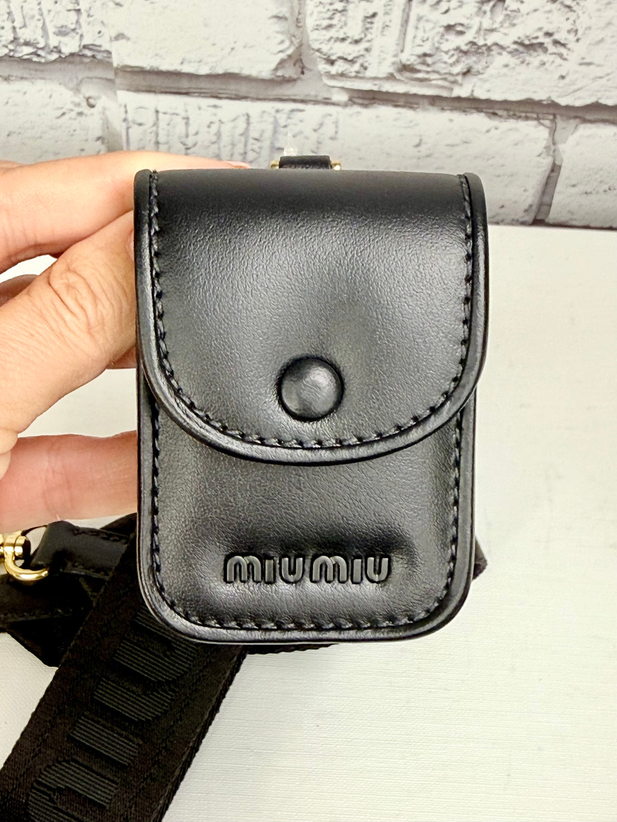 Miu Miu Embossed Leather Shoulder Crossbody Bag (Black) - Excellent