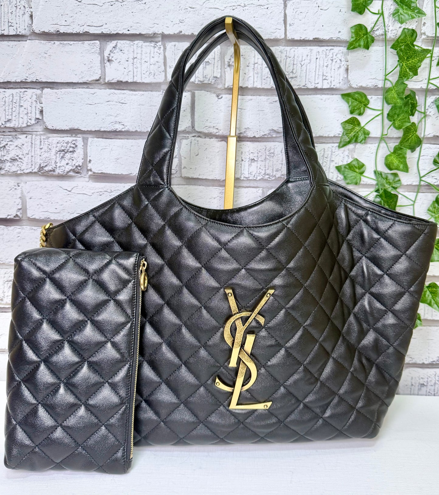 YSL Nappa Leather iCare Tote Bag Medium (Black) - Pristine