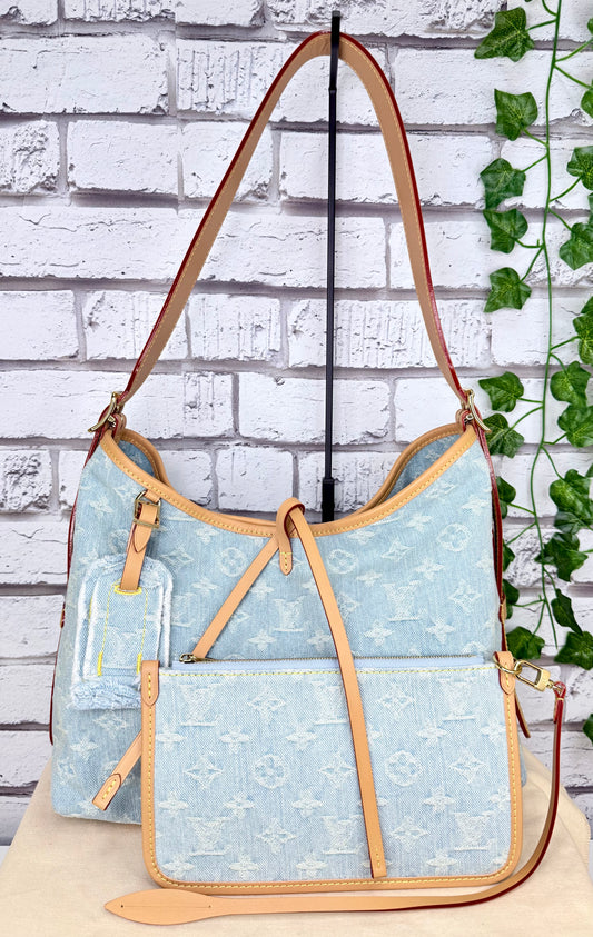 Louis Vuitton Carryall PM w/ Pouch (Sky Blue Denim) - Pristine