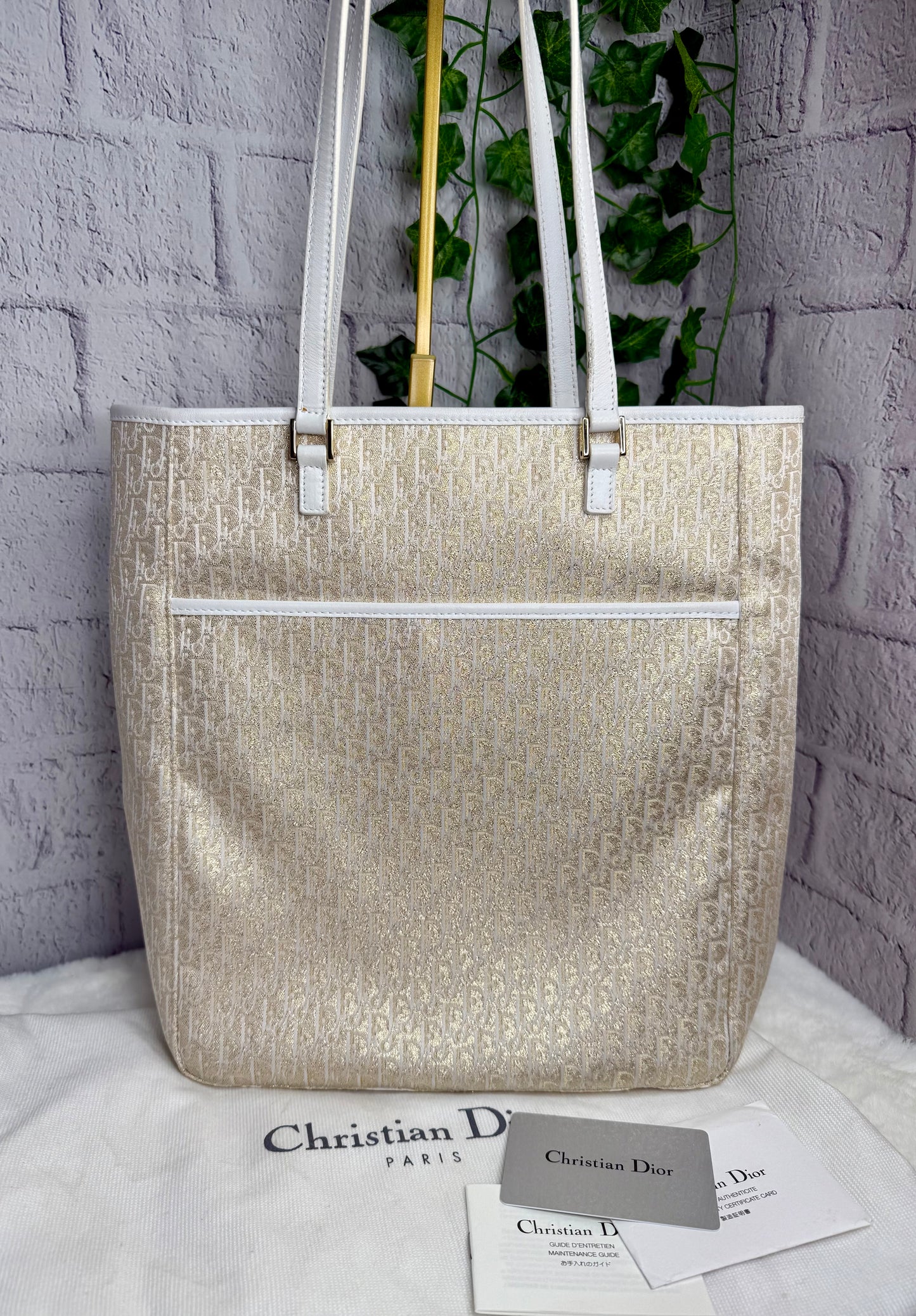 Christian Dior Vintage Metallic Diorissimo Trotter Tote