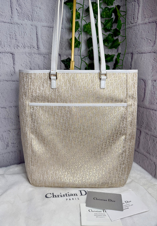 Christian Dior Vintage Metallic Diorissimo Trotter Tote