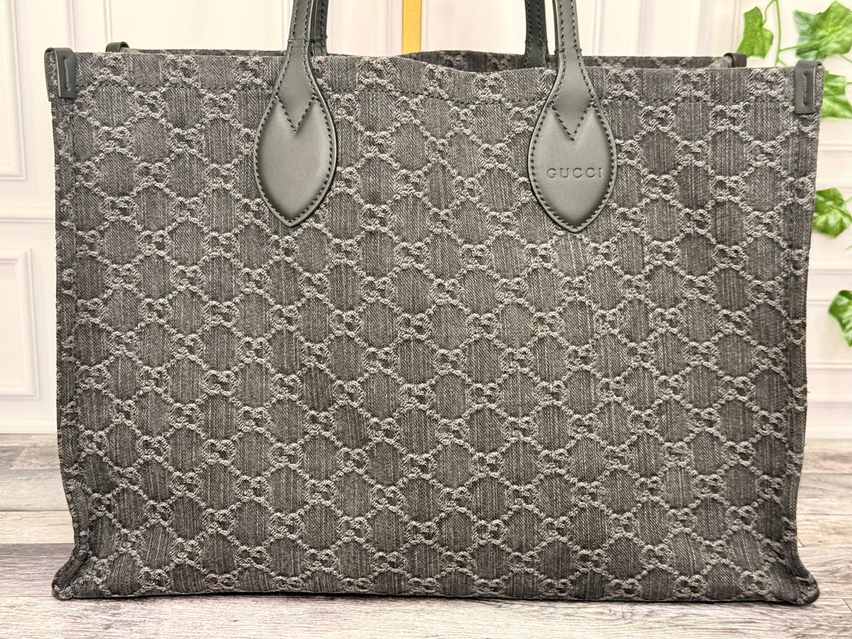 Gucci Denim Ophidia Large Shopper Tote (Black) - Like New