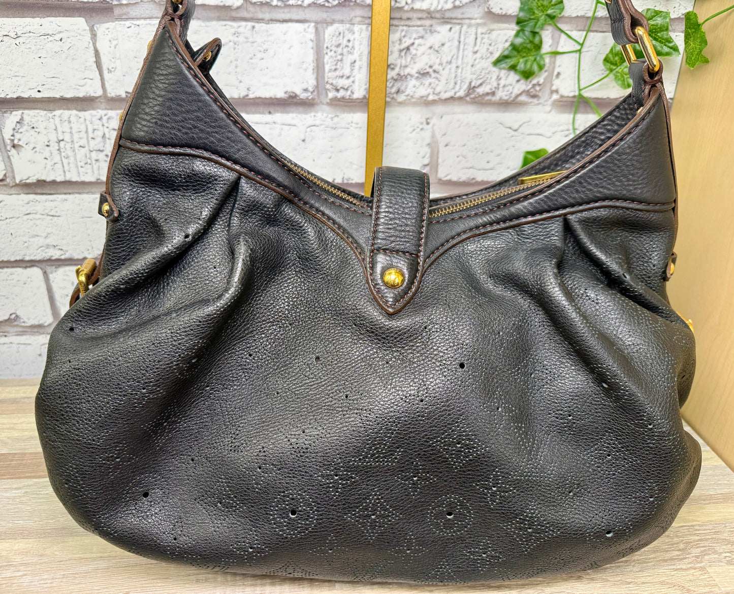 Louis Vuitton Black Mahina Leather XS Hobo