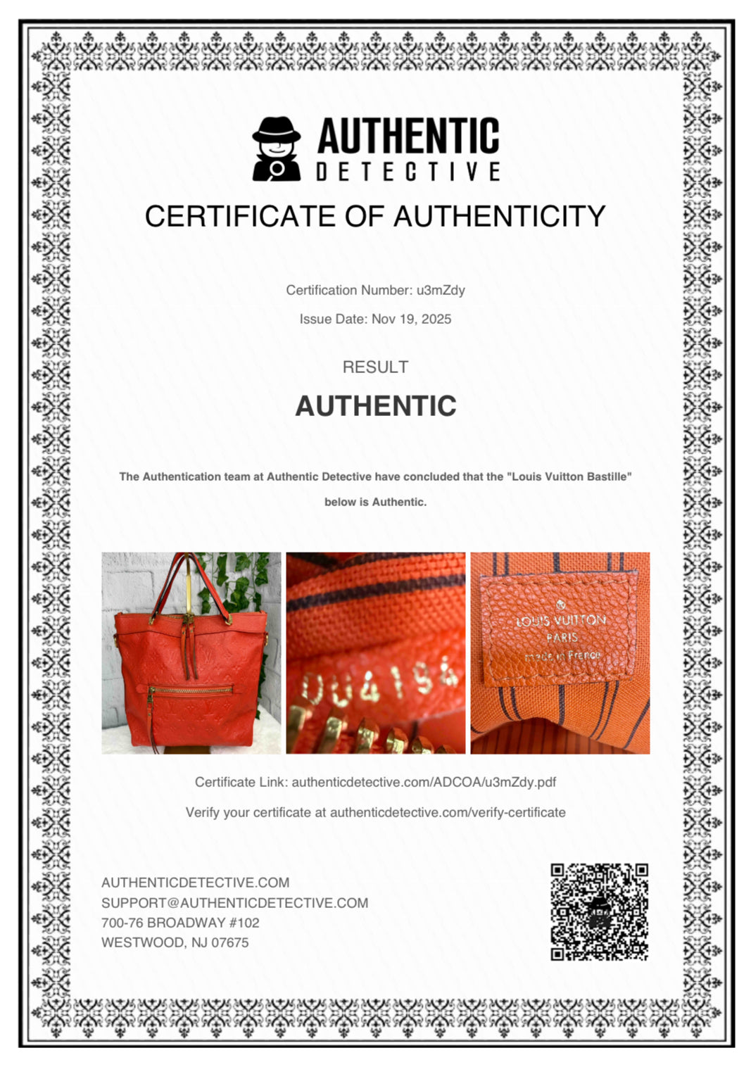 Louis Vuitton Empreinte Leather Bastille (Cerise)