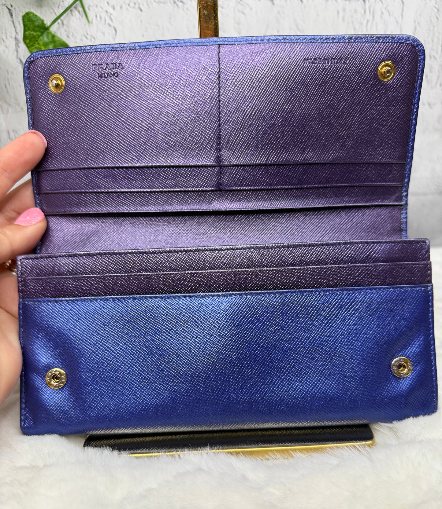 Prada Saffiano Leather Continental Long Wallet - Metallic Bicolor