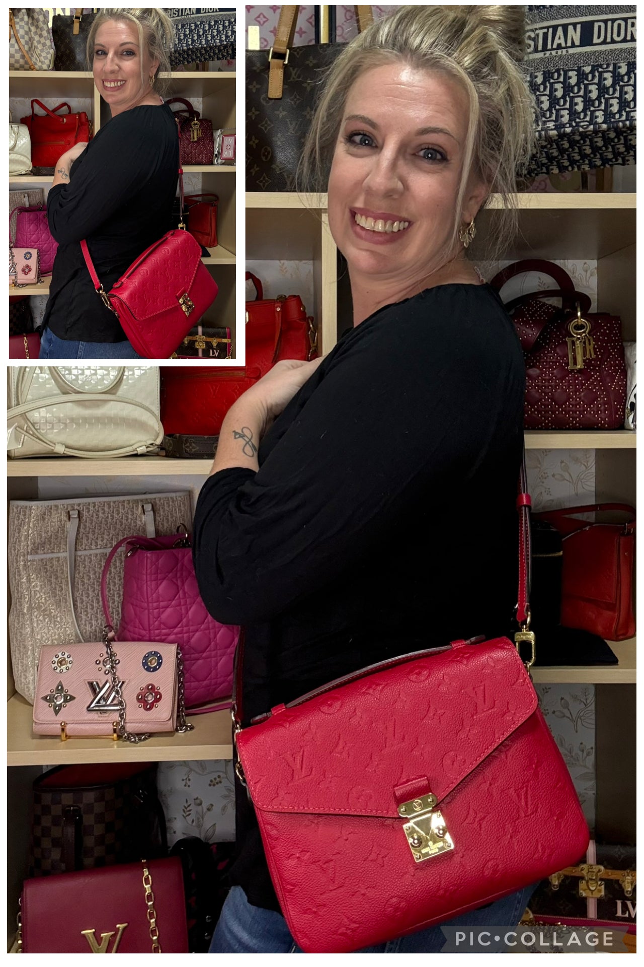 Louis Vuitton Cerise Empreinte Leather Pochette Métis