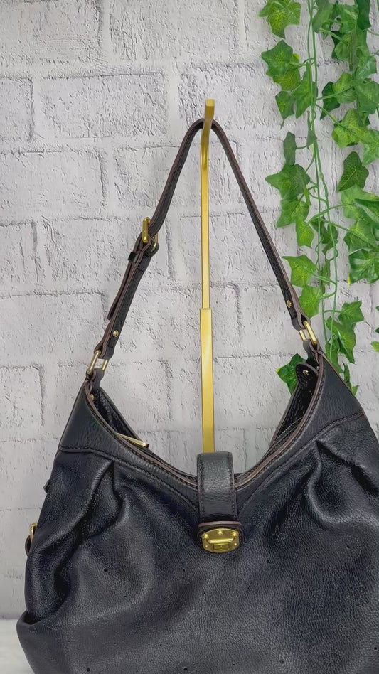 Louis Vuitton Black Mahina Leather XS Hobo